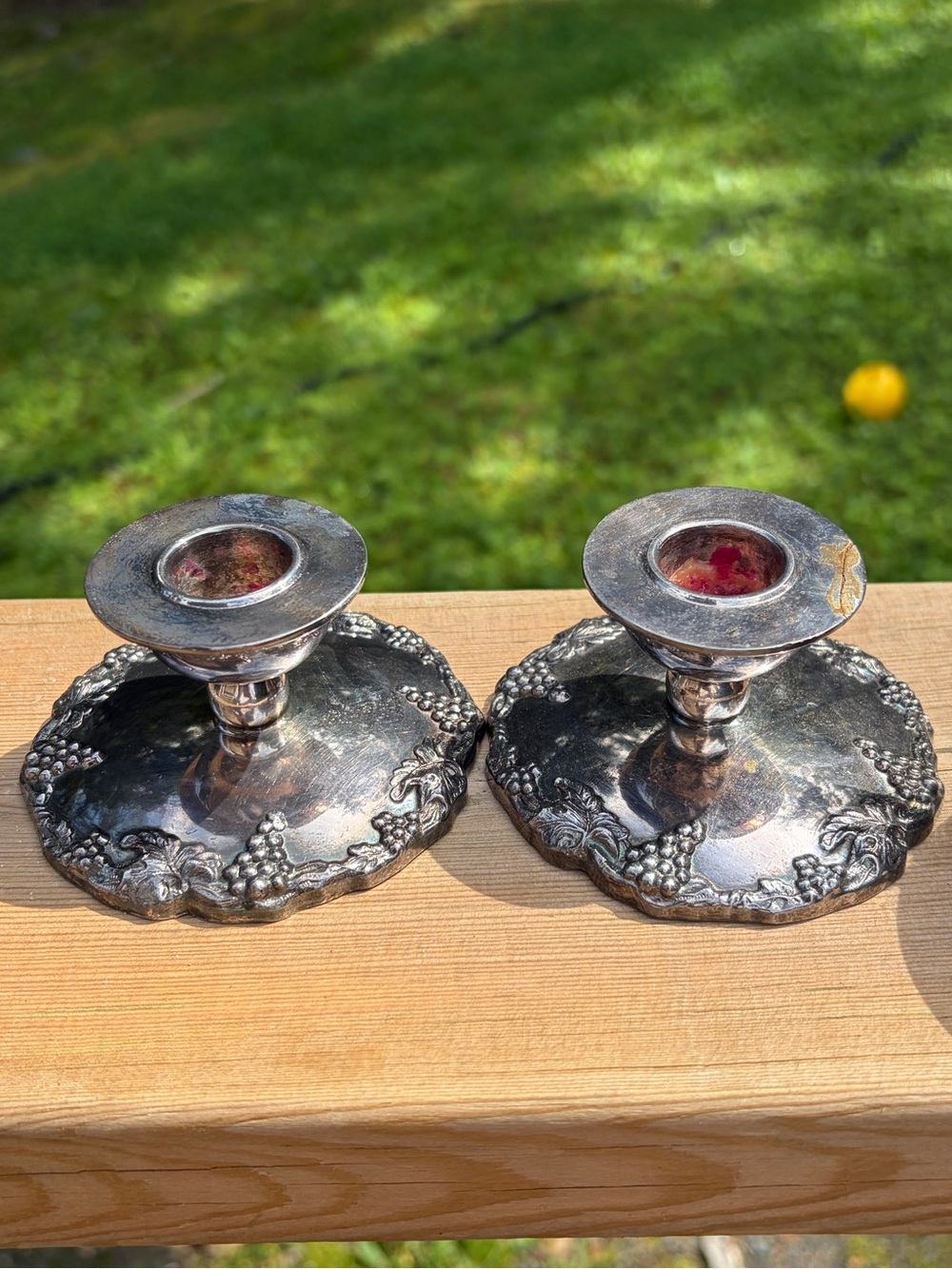 Vintage Benedict Proctor Silver Plate Candlesticks, Grapevine Pattern 2484